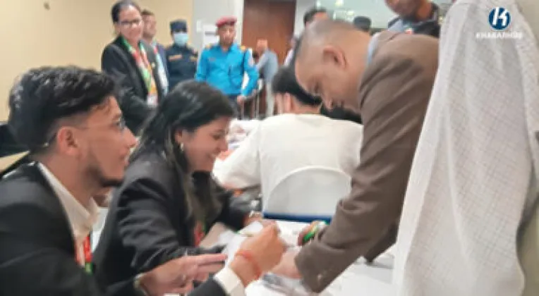 Gagan Thapa Casts Vote in Nepali Congress 15th General Convention