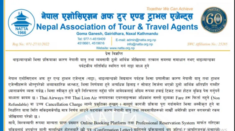 NATTA Warns It May Halt Thailand Tourist Packages Over Visa Delays