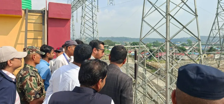 Minister Shrestha Inspects Hetauda-Dhalkebar 400 kV Transmission Line