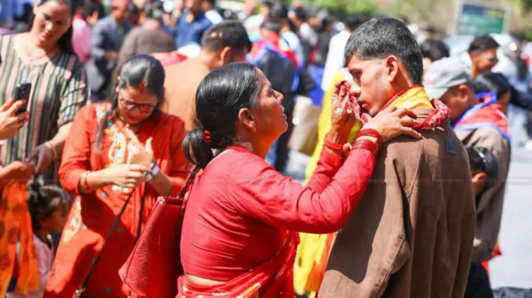 Nepali Youths Depart for Foreign Employment During Dashain