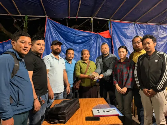 Thamel Nightlife Businesses Donate Rs 551,000 and Food to Rasuwa Flood Victims