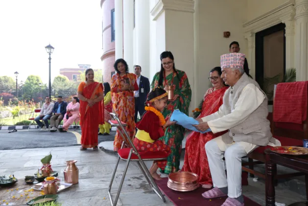 President Paudel Performs Navakanya Worship at Shital Niwas