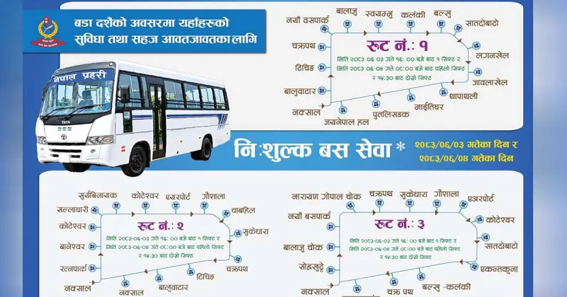 Nepal Police runs free Dashain buses on three Kathmandu routes
