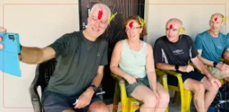 Foreign Tourists Celebrate Bada Dashain with Tika and Jamara in Nepal