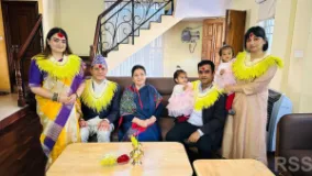 Former President Bhandari Offers Dashain Tika at Baluwatar Residence