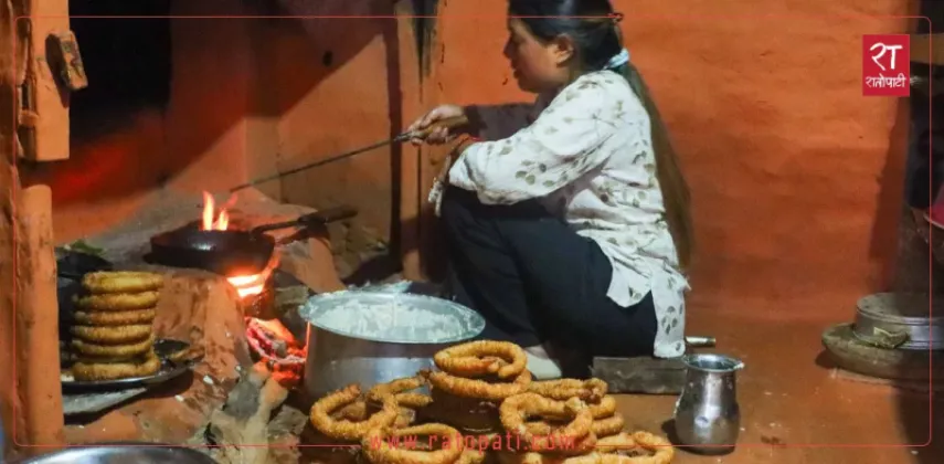 Locals busy baking sel roti in Parbat ahead of Dashain