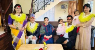 Former President Bhandari offers Dashain tika to public
