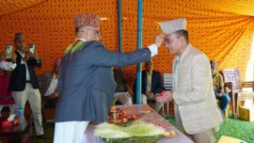 Police in Kailali celebrate Dashain at duty station as DIG administers tika