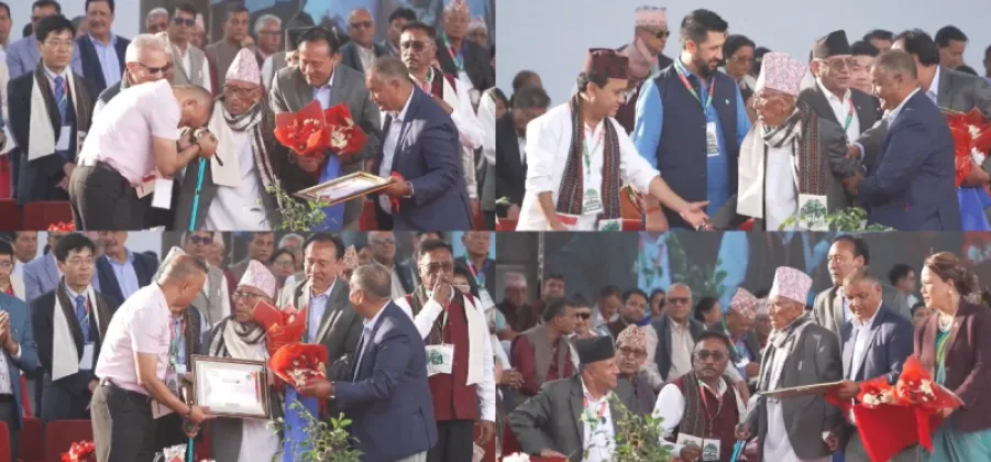 Nepali Congress Honours 94-Year-Old Member Mathuraprasad Shrestha at 15th Convention