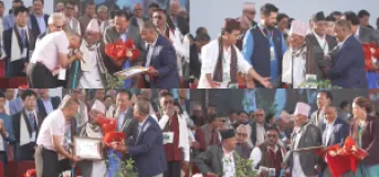 Nepali Congress Honours 94-Year-Old Member Mathuraprasad Shrestha at 15th Convention
