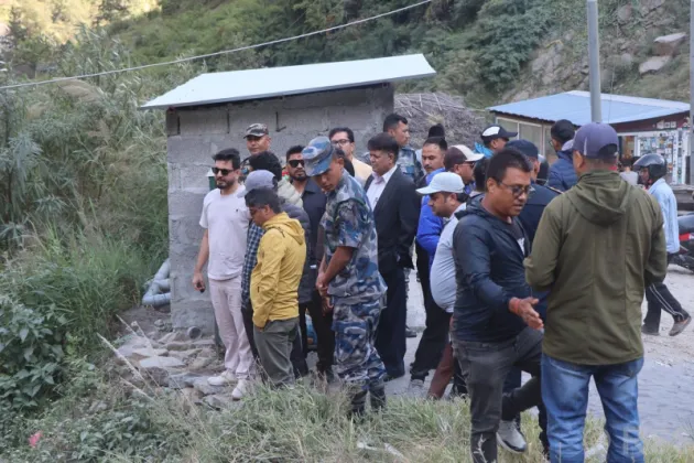 Minister Lamsal Inspects Monsoon-Damaged Kaligandaki Corridor, Pledges No Budget Shortfall