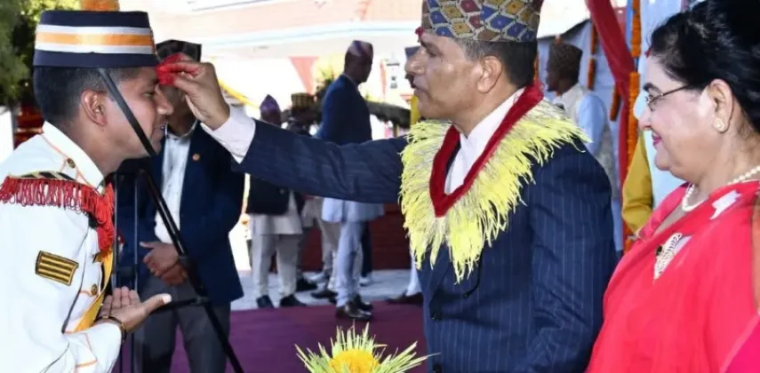 Armed Police Chief Poudel Offers Dashain Tika and Jamara to Personnel and Families