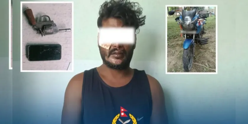 Injured Motorcyclist Arrested With Six-Shot Pistol in Sarlahi