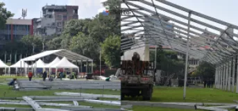 Stage Construction Begins at Kathmandu’s Khulamanch for Nepali Congress 15th Convention