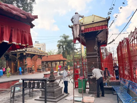Maitidevi Temple in Kathmandu Gets a Makeover Ahead of Dashain